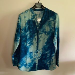 Amanda Blue tie dye top long sleeve teal size L